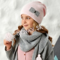Detské čiapky zimné - dievčenské so šatkou - model - 2/757